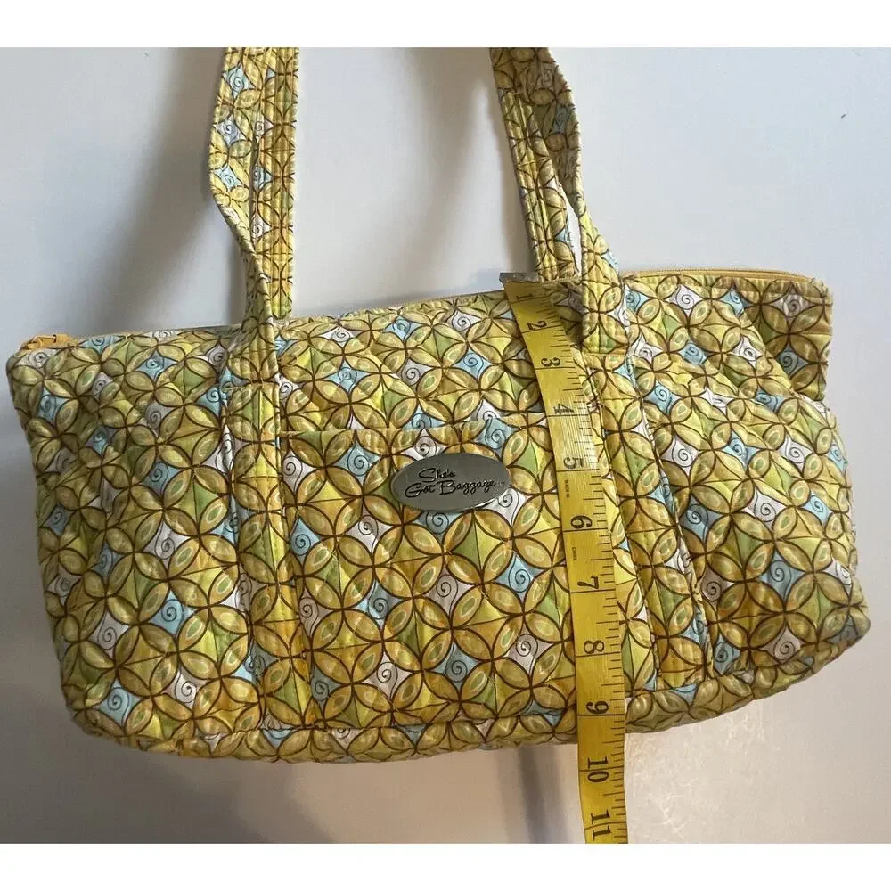 She's Got Baggage Yellow Print Quilted Bag Floral Tote Handbag Purse
